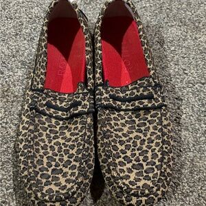 Rothy's Leopard Print Loafers with Red Insole